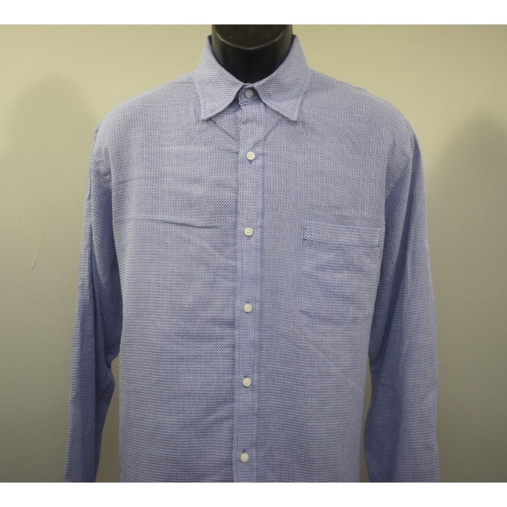 Tailorbyrd Dress Shirt Blue Long Sleeve Front Pocket Button Up Mens Size Large